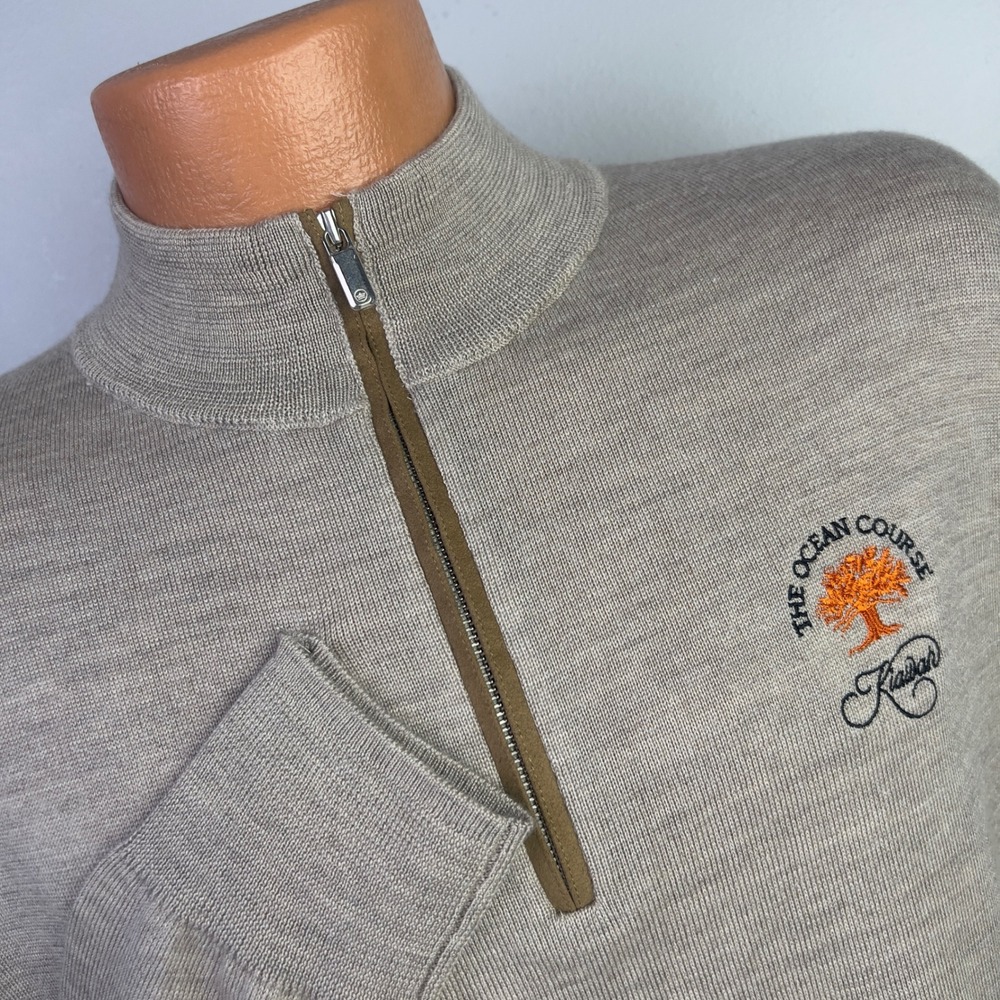 Peter Millar Quarter Zip Pullover Mens M Tan Excellent Kiawah Ocean Course Golf